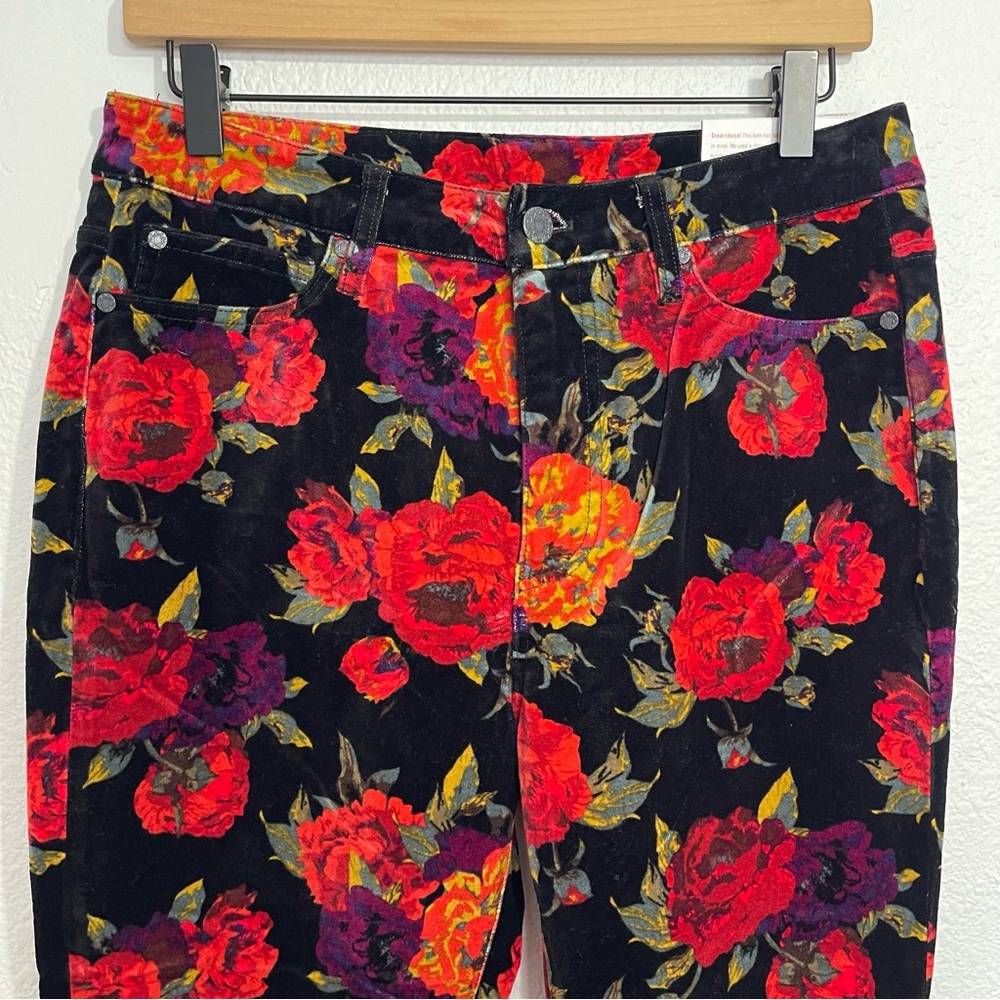 SOFT SURROUNDINGS Velvet Black Floral High Rise Skinny Pants Size 8 NWT - Picture 2 of 5